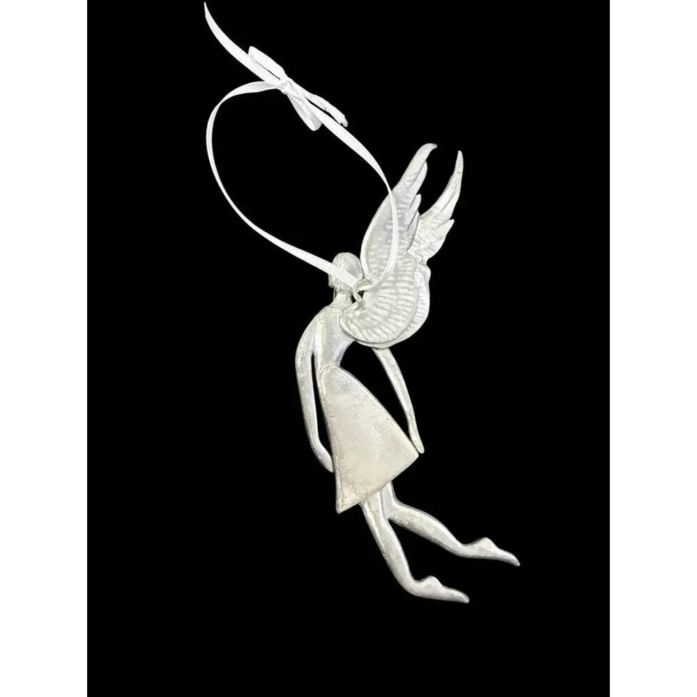 Elizabeth Browning Pewter Ornament Seasons of Cannon Falls Serenity Angel 5.75”